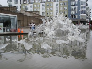glass sculpture in water
