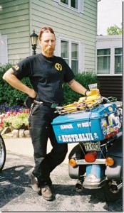 Rider with Australia sticker on pannier